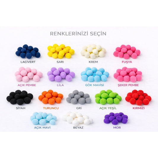 Ponponlu Dekoratif Ahşap C Harfi – 30 cm – Açık Mavi