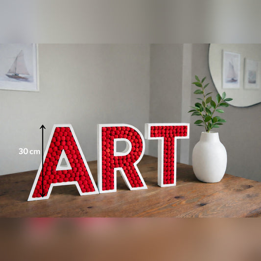 Ponponlu Harf Seti ART – 3 Harf, 30 cm – Kırmızı